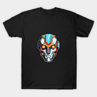 Futuristic Cybernetic Warrior Helmet Design T-Shirt